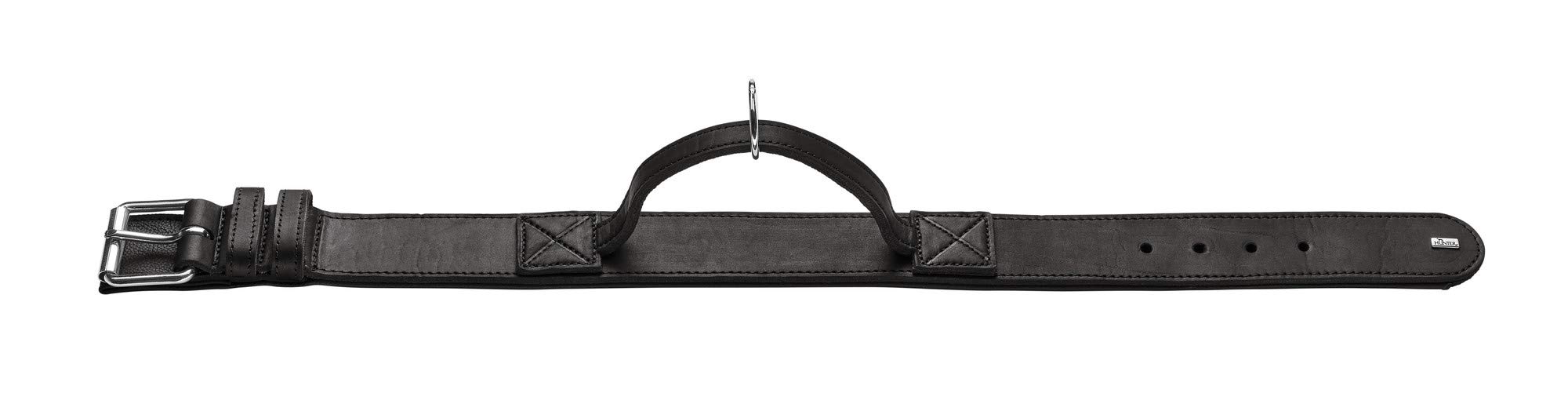 HUNTER Collar de Entrenamiento con asa Larvik, 65 67014 Piel de Vaca Genuina Suave, Negro, L