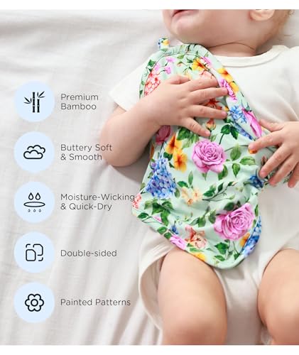 Image of Baby Lovey Security Blanket Set of 3, Bamboo-Derived Viscose, Super Soft and Breathable Baby Blanket with Attachable Loop, 9.5 inch*9.5 inch, Plaid /Star /Animal Party