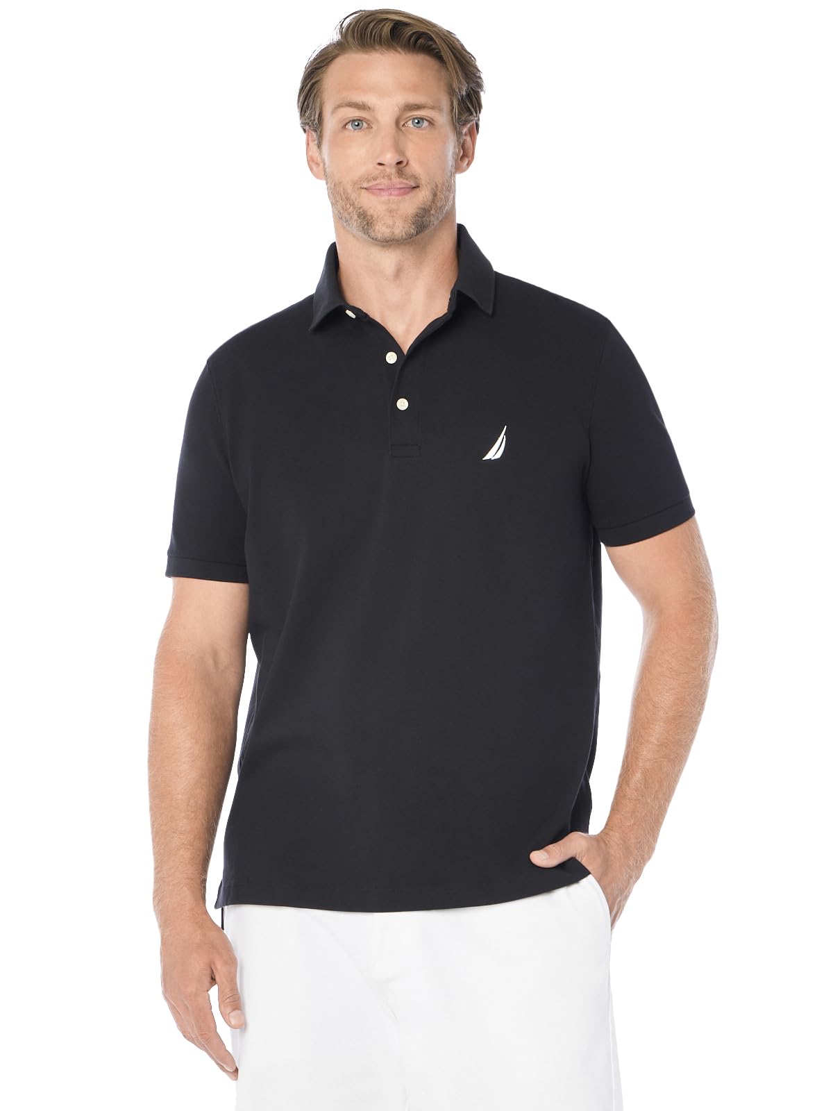 Nautica Men's Short Sleeve Solid Stretch Cotton Pique Polo Shirt Polo Shirt