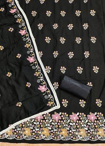 Image of Pandadi Saree Women's Cotton Embroidery Unstitched Salwar Suit Dress Material