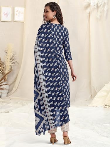 Image of MIRCHI FASHION Women's Straight Fit Pure Cotton Printed Kurta Set with Dupatta and Trouser