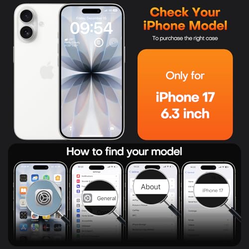 Image of TAURI for iPhone 17 Case, with Screen Protector, Matte Orang | Full Camera Protection, Anti-Yellowing Military-Grade Protection Shockproof Slim Phone Case for iPhone 17