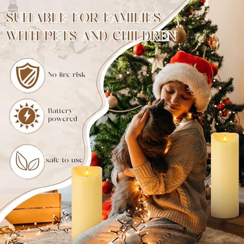 Image of Retisee 2 Pcs Extra Large Flameless Candles 4.7 x15 LED Candles with Remote and Timer, Realistic Battery Operated Candles Big Pillar Flameless Candle for Wedding Christmas Home Decor