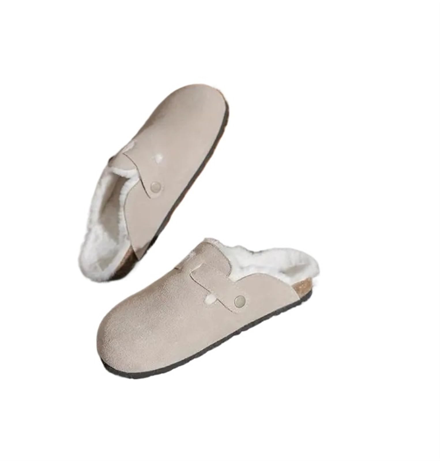 AYWTIUN Fluffy Slippers Women Ladies Indoor Casual Slippers Winter Women Outdoor Fleece Warm Slippers Low Female Mule Slippers for Women Comfortable(Beige,37)