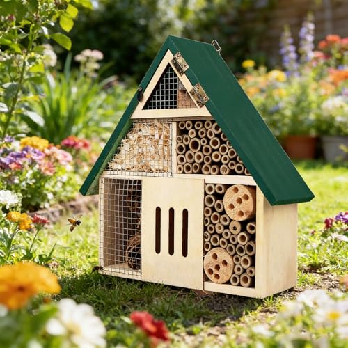Structure extérieure pour stimuler la pollinisation et nid de tige suspendu écologique - 5