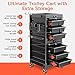 TASALON Lockable Salon Trolley - 6 Drawer Beauty Salon Cart with Tool Holders, Rolling Cart for Hair Stylist, Barber Station, Black