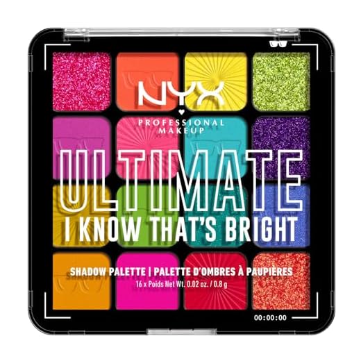 NYX Professional Makeup Paleta de Sombras de Ojos Ultimate Shadow Palette, 16 sombras ultra-pigmentada, Larga duración, Fórmula Vegana, I Know That'S Bright