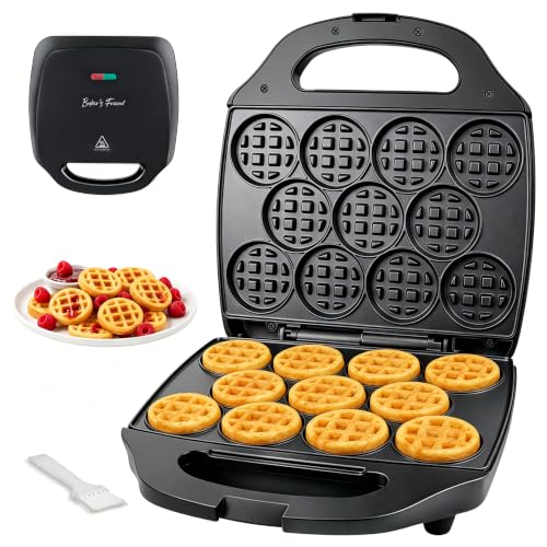 Image of Baker's Friend, Bite-size Mini Waffle Maker for Kids & Adults, Small Waffle Maker Mini Belgian Waffle Machine, 11 X 2.2 inch Tiny Nonstick Waffles Iron, Recipe Included, Graphite