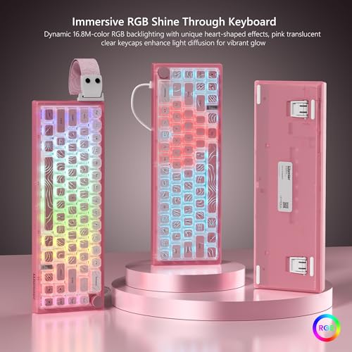 Image of Womier 60% Gaming Keyboard Pink, QMK /VIA Creamy Mechanical Keyboard Topographic, Hot Swappable Gasket Mount RGB Wired Key Board & Translucent Keycaps(VK66 PRO)