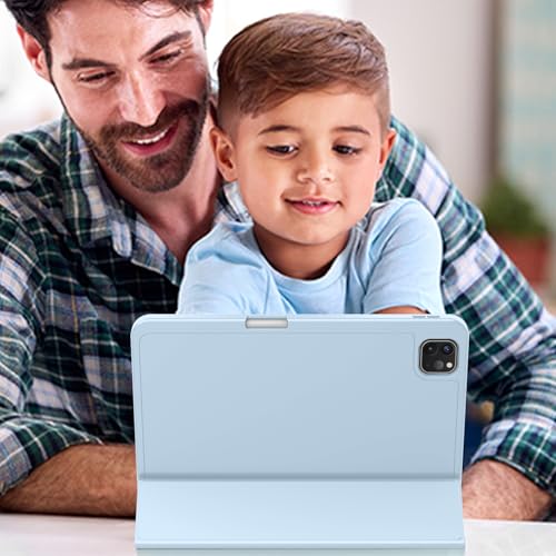 Image of ZryXal New iPad Pro 13 Inch Case (M5) 2025 / (M4) 2024 with Pencil Holder, Smart iPad Case [Support Pencil Pro and Pencil (USB-C)], Support Touch ID and Auto Wake /Sleep (New Sky Blue)
