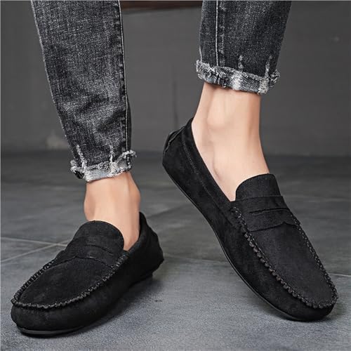 Loafers for Men Suede Vamp Loafer Stitching Details Round Toe Slip Resistant Anti-Slip Comfortable Lightweight Flat Heel Wedding Prom Slip-ons3