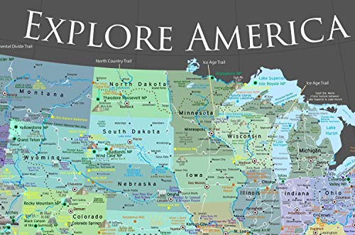 National Parks Map - Explore America Map - Small Framed Map - Slate Edition - Usa Travel Push Pin Map #TOP5
