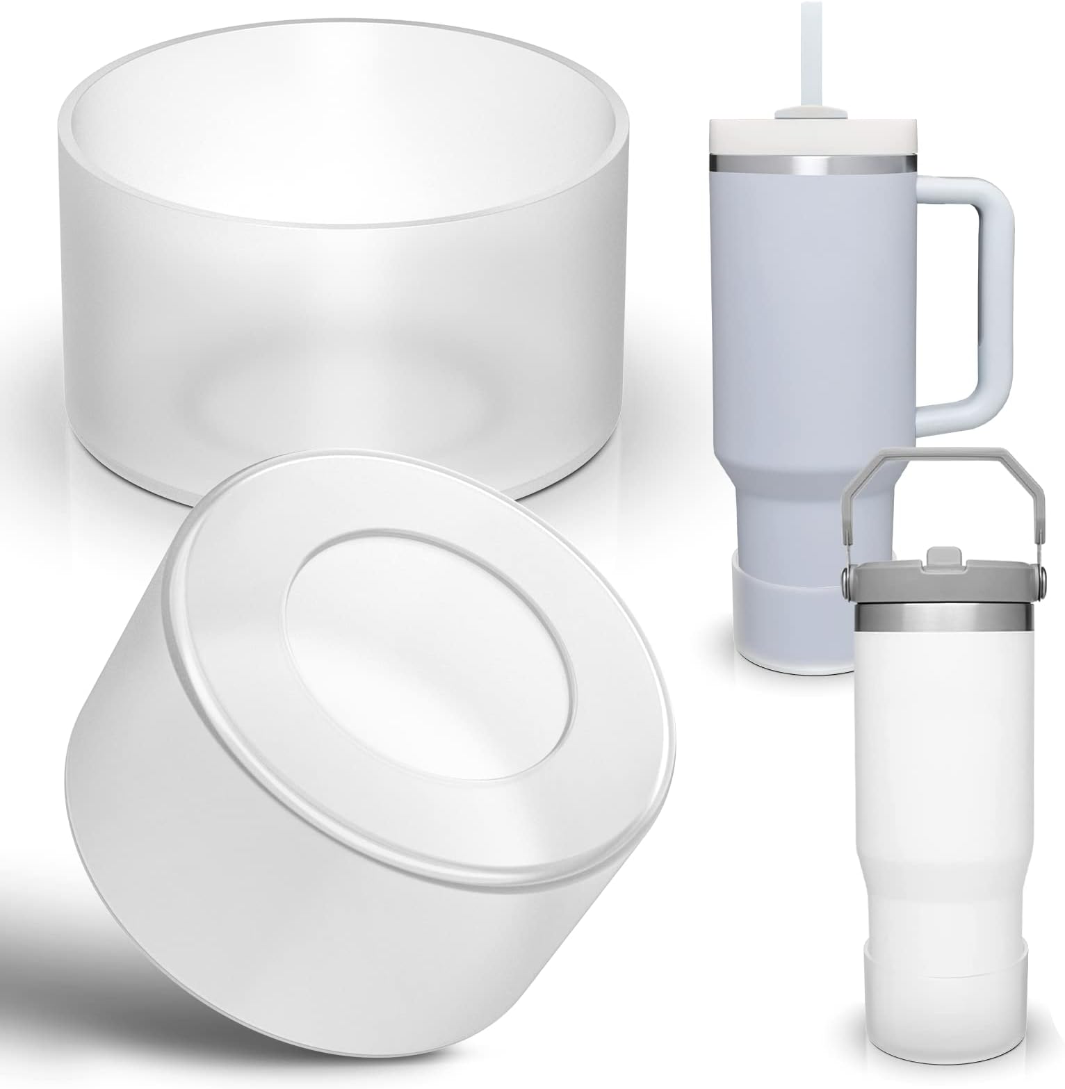 Silicone Bumper Boot 2pcs for Stanley Quencher H2.0 40oz 30oz&IceFlow Flip Tumblers 20oz 30oz,Protective Cup Bottom Sleeve Cover,Stanley Cup Accessories(Clear)