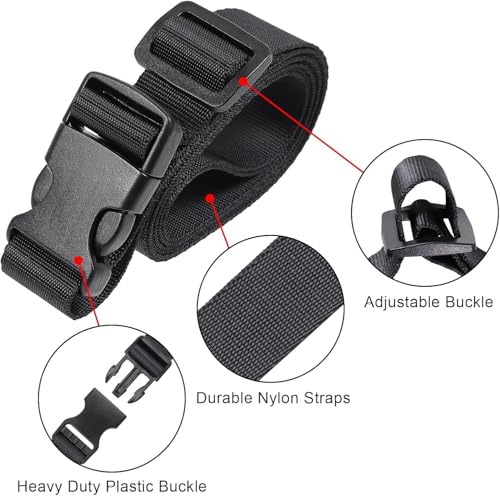 Image of Vigorport Utility Straps Quick Release Nylon Backpack Accessory Bag Strap, Adjustable for Hiking, Travel, Outdoor Sports-4 Pack (Black, 1 inch W-79 L)