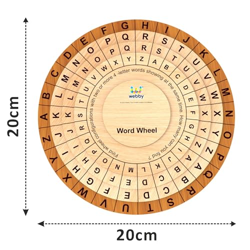 Image of Webby Wooden Word Wheel Puzzle | Spin The Wheel to Construct Words | Captivating Montessari Educational Pre School Word Builder Toy for Kids