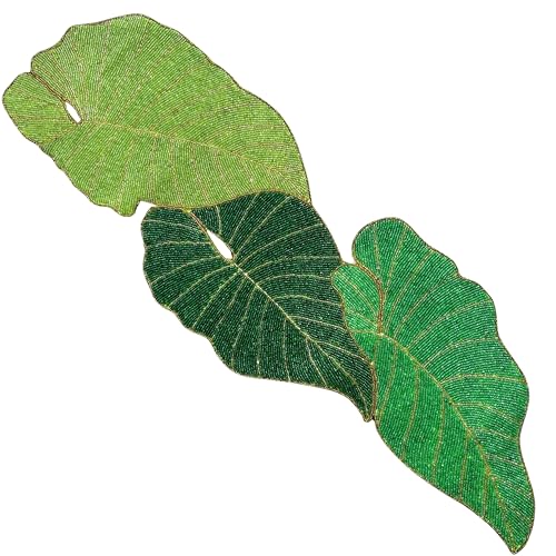 Luxury Beaded Table Runner - 13x36 Inches Handcrafted Leaf Pattern
