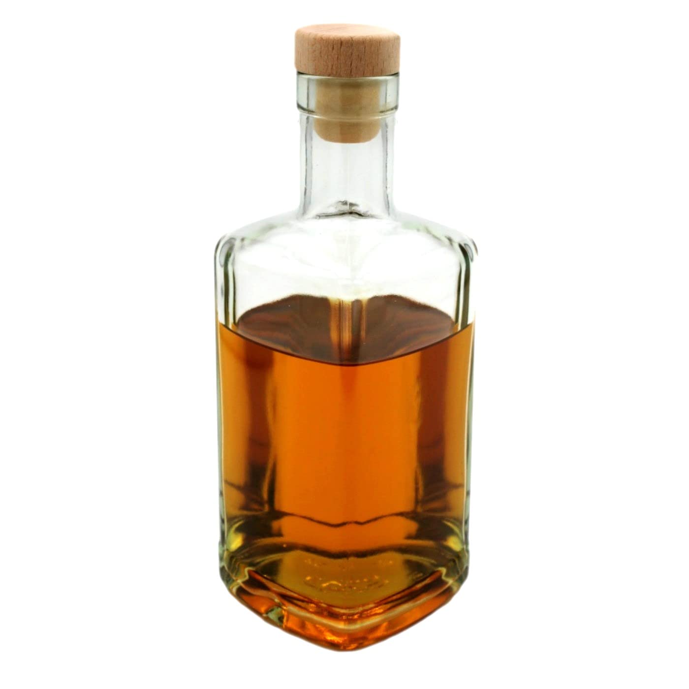 Gouveo Lot De 6 Bouteilles En Verre Cube De 250 Ml Avec Bouchons En Bois - Belle Bouteille 0,25 L à Remplir - Bouteilles Carrées Pour Liqueur, Gin, Liqueur, Huile, Vase (CFET250HGK