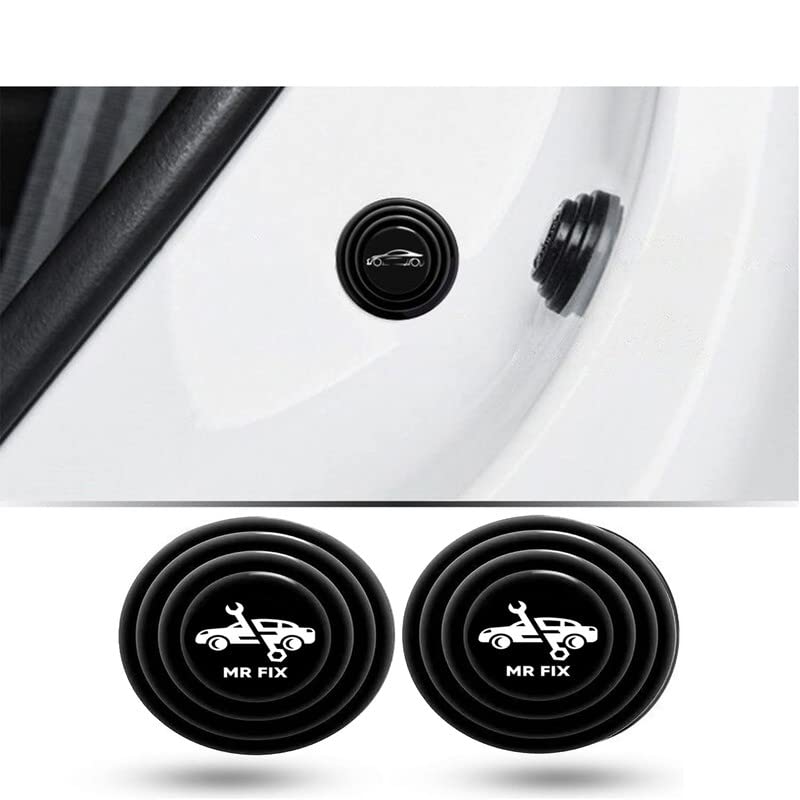 SAM (Black Mr Fix Logo) 8 Pcs Universal Car Door Shock Absorber Car Door Protection Sticker,Buffer Bumper Cushion Car Door Shock Absorbing Gaskets Compatible with i8