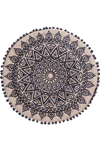 Runder Pouf Sitzpouf aus Baumwolle Aziza Schwarz ø 50cm Rund Mit Füllung | Sitzkissen Bodenkissen Kissen Orientalisch… – Bild 4
