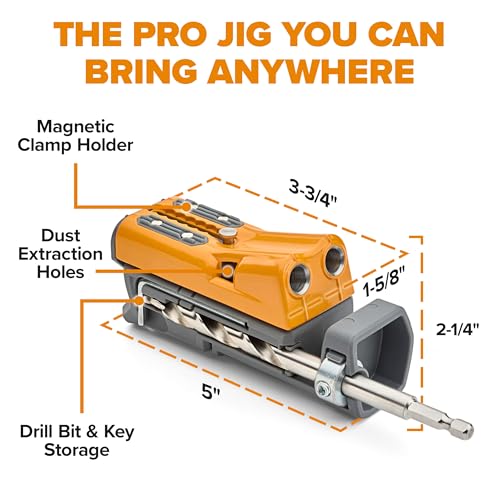 Image of BORA Pro Compact Metal Pocket Hole Jig & 50pc Screw Set, Auto Adjusting Drill Guide, Durable Pocket Hole Jig Kit for Woodworking & Tight Spaces - For Materials 1 /2 inch to 1 1 /2 inch Thick