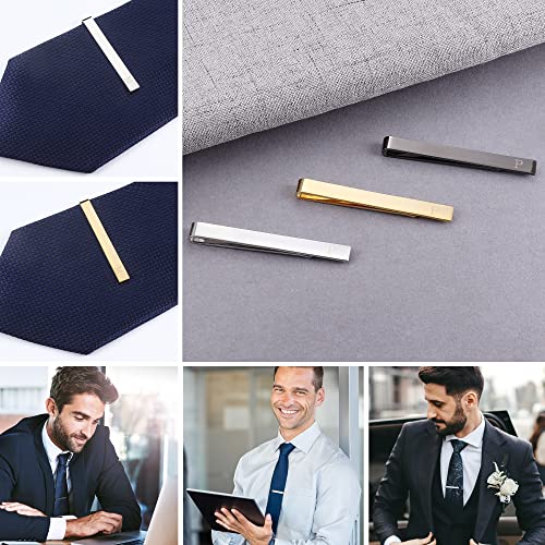 image for UBGICIG 3 Pcs Stainless Steel Tie Clips for Men Elegant Personalized L