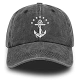 Anchor Men Hat Plain Unconstructed Baseball Caps for Women Adjustable Size Unisex Class Baseball Hat Distressed Washed Cotton Ball Cap Six Pane Dad Hat for Workouts Boating