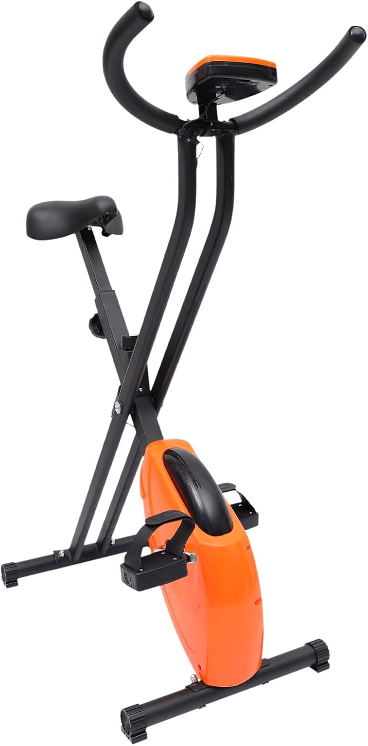 HEMOTON Indoor Cycling Bike Stationary Exercise Bike X-frame Orange Weight Loss Training Equipment for Indoor Cardio Workout