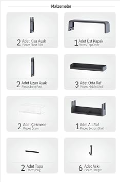 Premium Yapışkanlı Duvar Rafı Organizer, Banyo Mutfak Rafı, 70x40x10 cm, Çekmeceli, Kancalı, Suya Dayanıklı, Delme Gerektirmez