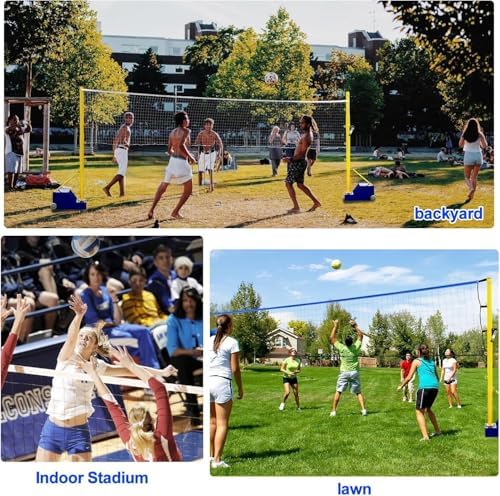 Adjustable 5ft-6.8ft Volleyball & Badminton Poles Set with Nets - Portable Outdoor Sports Equipment for Backyard, Lawn, School Gymnasium, Perfect for Family Fun & Active Play.