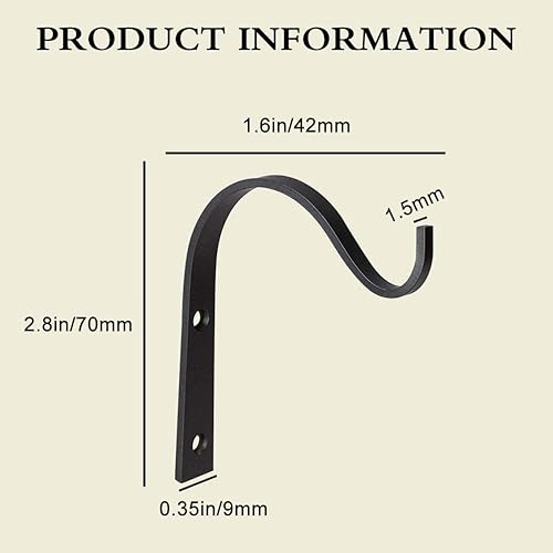 Miniatura 3 de Soporte para plantas colgantes, colgador de pared de metal para interiores y exteriores, gancho decorativo para colgar plantas, cesta de flores,