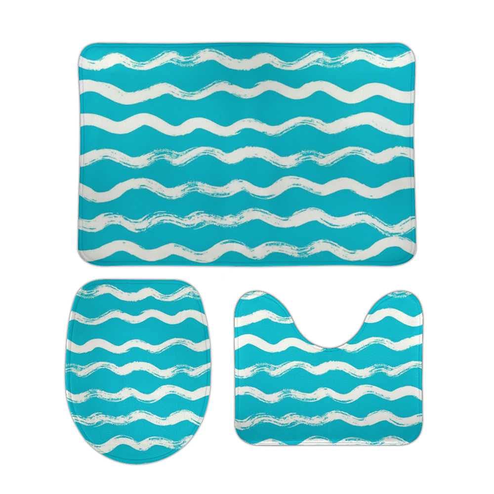 Tapis de salle de bain contour en U anti-froid mousse douce 3pcs