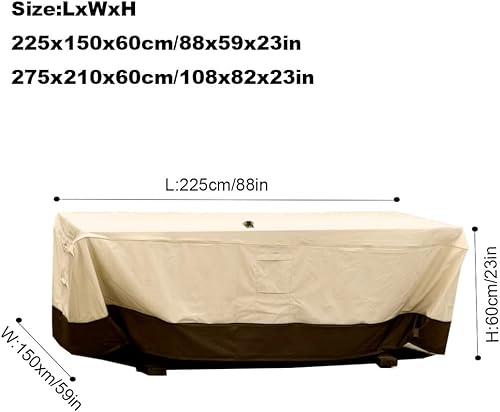 Miniatura 3 de Juego de sillas de mesa de patio con agujero para paraguas, resistente al agua, funda para muebles de exterior, rectangular, ovalada, para mesa de