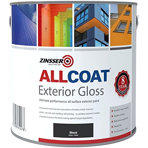 Zinsser Allcoat Exterior WB (Gloss Finish) Ready Mixed Colours 2.5 litre Black