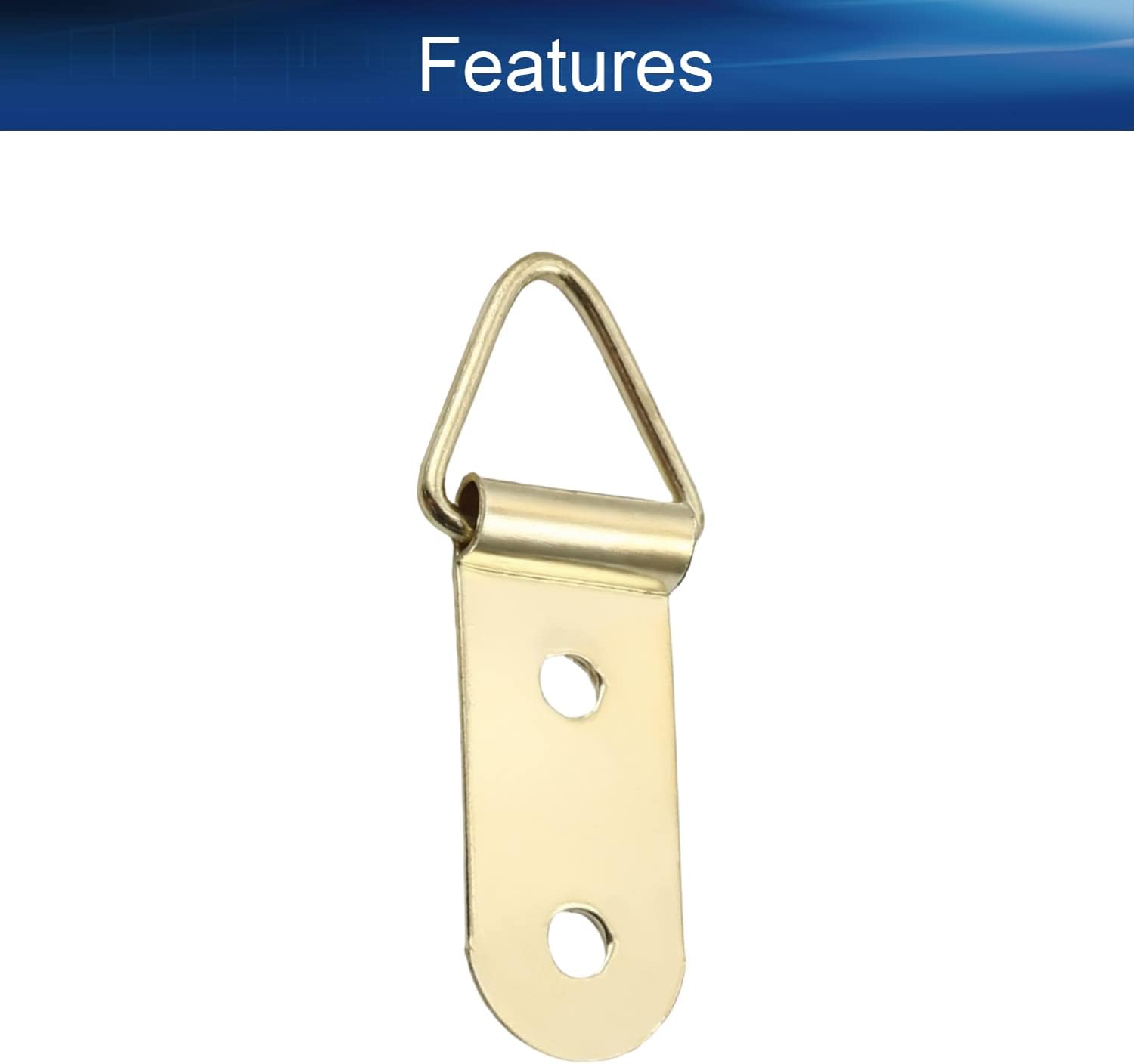 Triangle Ring Picture Hangers 38 x 11mm Hardware Assortment Kit, for Home Decoration Hanging Clock Paintings Artwork Creative Picture Frame Photo Hanging Solutions Golden Tone 200pcs