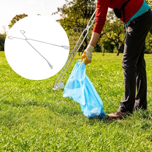 Image of Alipis Stainless Steel Scissor Tongs Garbage Clip Portable Pickup Tool for Grilling BBQ Outdoor Camping Park Clean-up for Cigarettes and Trash Collection