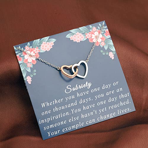 Collier cœur entrelacé acier inoxydable cadeau sobriété convalescence 12 étapes