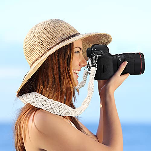 Weewooday Macrame Camera Strap Bag Shoulder Strap Woven Natural Cotton Cord Bag Strap For Women, Men (White,31.5 X 1.5 Inches) #TOP5