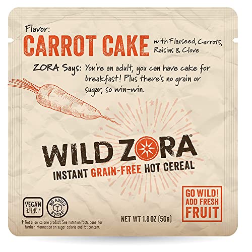 Wild Zora Instant Grain-Free Hot Cereal - Tasty Paleo Friendly Cereals, Instant Hot Meal, Breakfast To Go, Oatmeal Substitute, No Added Sugar, Grain, Dairy, Or Soy, Gluten Free, 5-Pack Variety #TOP3