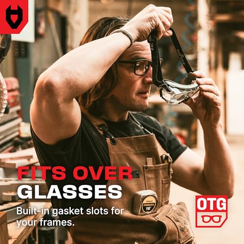 Image of NoCry Clear Safety Goggles Over Glasses - for Men & Women With Gasket, UV380, Anti Fog Panoramic Vented Lenses - ANSI Z87.1 Eye Protection For Construction, Dust And Lab Goggles Adult