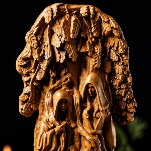 Estatua Norns de madera tallada 21 cm miniatura 3