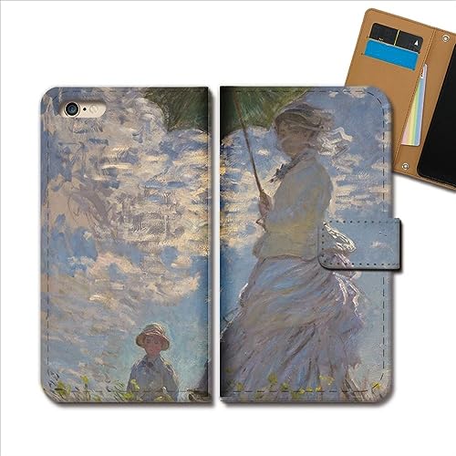 Galaxy S25 SCG31 ケース 手帳型 絵画 手帳ケース スマホケース カバー アート モネ 日傘をさす女性 デザインC e0226030136203