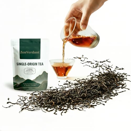 Image of ZenVerdant Yunnan Loose Leaf Black Tea, Dian Hong, 10oz | Distinctive Chinese Highland Black Tea with Balanced Honey Sweetness & Gentle Fruit Undertones