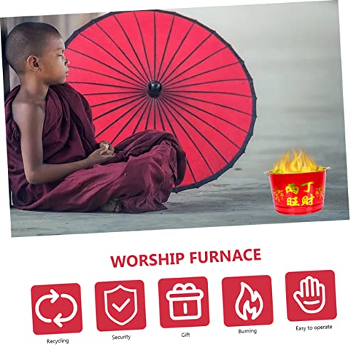 Yardwe 1 Set Geldeimer Metall-Verbrennungswerkzeug Verbrennungsanlage Brennfass Lagerfeuer Im Freien Edelstahl Rot Edelstahl-Brenneimer Rostfreie Verbrennungsverbrennungsanlage – Bild 5