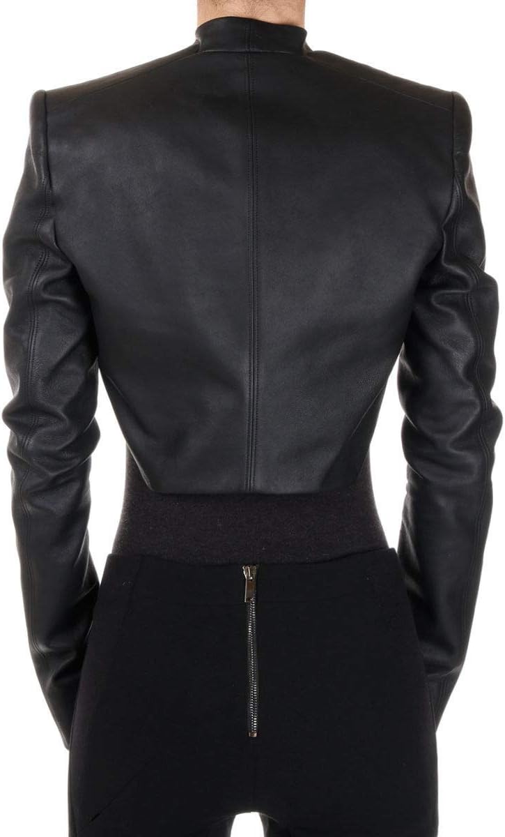 Womens Leather Shrug Lambskin Leather Crop Moto Bolero Shrug Black Jacket Slim Fit WJ015