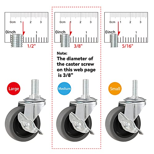 caster wheels 334 locking swivel stem casters set of 4 3834-16 x 1 screw diameter 3834 length 134 rubber casters with 360 degree no noise wheels for furniture