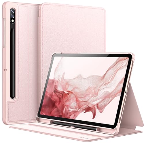 Image of JETech Cover Case for Samsung Galaxy Tab S8 2022 /S7 2020 11-Inch with S Pen Holder, Slim Folio Stand Protective Tablet Cover, Multi-Angle Viewing (Pink Gold)