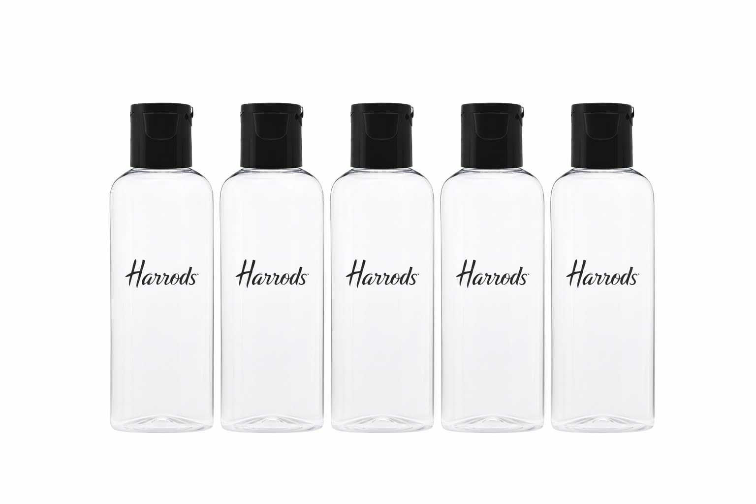 HARRODS 100ml Refillable Travel Bottles for Toiletries (Pack of 5) | Leak-Proof Clear Plastic Containers with Flip Cap | Ideal for Shampoo, Lotion, Cream | TSA-Approved Travel Size Cosmetic Containers