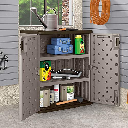 Suncast 4 Pack 9 Cu. Ft. Base Storage Cabinet, Resin Garage Organizer, Platinum Metallic/Slate - Thumbnail 3