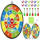 Umllpet Dartscheibe Kinder, Kinder Dartscheibe Spielzeug 72cm, Doppelseitige Dartscheibe Kinder Game mit 12 Klettbällen und 6 Klettdarts, für 4-14 Jahren Jungen Mädchen Outdoor-Partyspiele, Geschenke