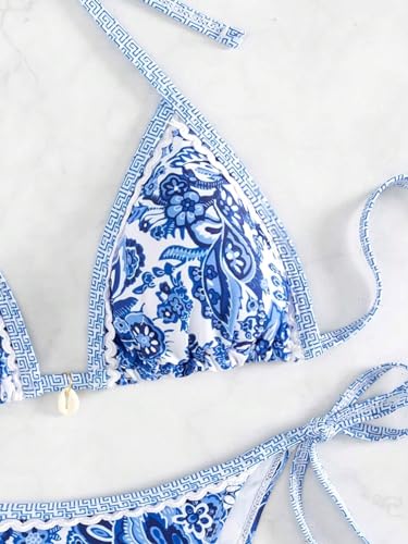 Women's Floral Printed Bathing Suit Halter Paisley Summer Swimsuit Bikinis Set3